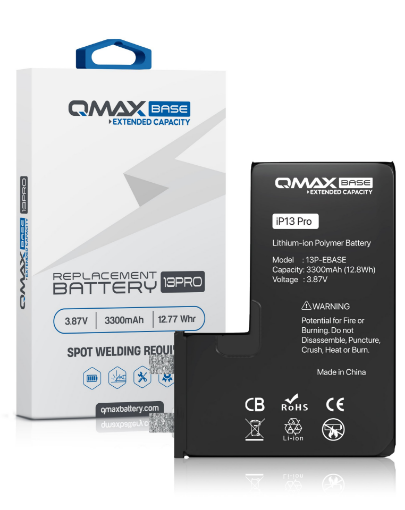 Picture of QMAX Base Extended Capacity Replacement Battery for iPhone 13 Pro (Spot Weld Required) (3300 mAH)