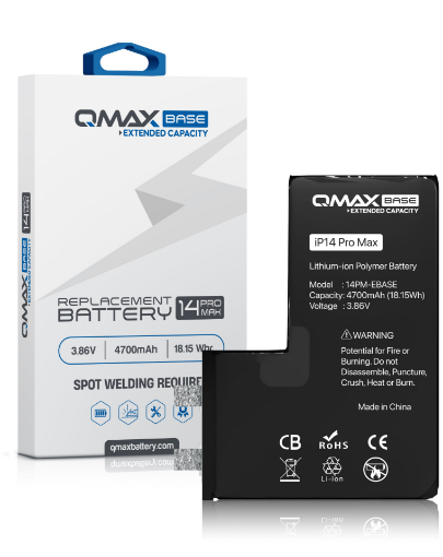 Picture of QMAX Base Extended Capacity Replacement Battery for iPhone 14 Pro Max (Spot Weld Required) (4700 mAH)