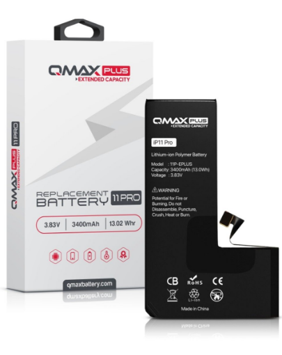 Picture of QMAX Plus Extended Capacity Replacement Battery for iPhone 11 Pro (3400 mAH)