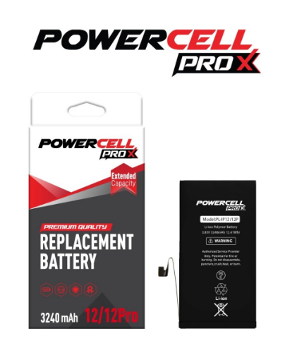 Picture of POWERCELL PRO Extended Capacity Replacement Battery for iPhone 12 Pro / 12 (3240 mAH)