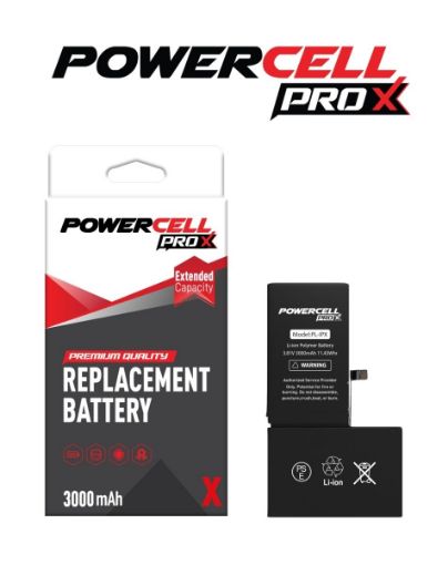 Picture of POWERCELL PRO Extended Capacity Replacement Battery for iPhone X (3000 mAH)