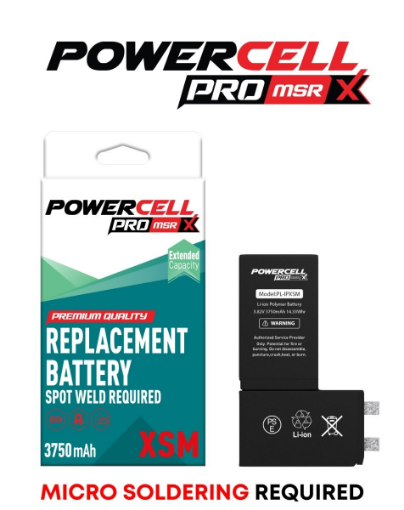 Picture of POWERCELL PRO MSR Extended Capacity Replacement Battery for iPhone XS Max (Spot Weld Required) (3750 mAH)