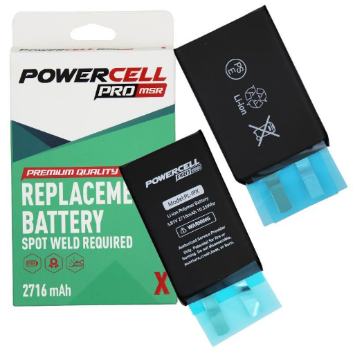 Picture of POWERCELL PRO MSR Replacement Battery for iPhone X (Spot Weld Required) (2716 mAH)