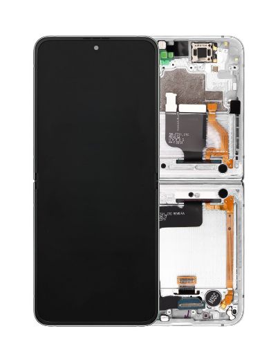 Picture of OLED Assembly with Frame for Galaxy Z Flip 4 F721 (SILVER WHITE) (US and International) (Service Pack)