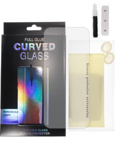 Picture of Full Glue Tempered Glass with Nano Liquid & Install Kit & UV Light for Galaxy S20 Plus (Case Friendly / 3D / 1 Piece)