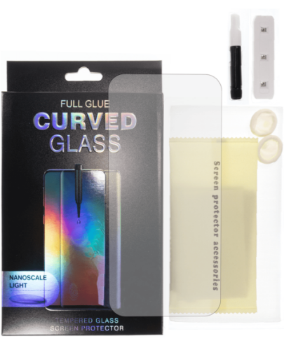 Picture of Full Glue Tempered Glass with Nano Liquid & Install Kit & UV Light for Galaxy S21 Ultra (Case Friendly / 3D Curve / 1 Piece)