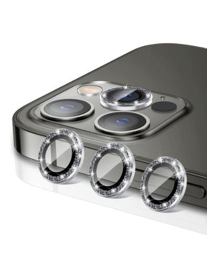 Picture of Glitter Diamond Camera Lens with HD Tempered Glass for iPhone 13 Pro Max / 13 Pro (BLACK)