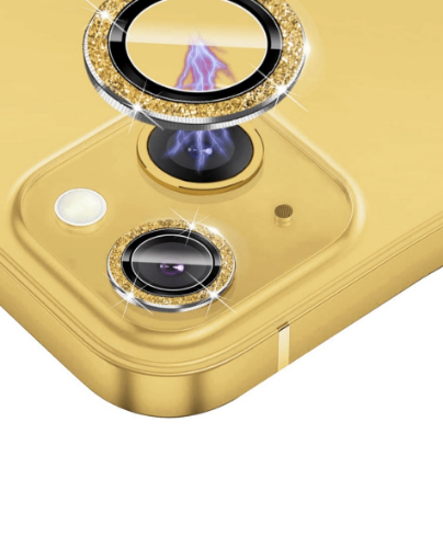 Picture of Glitter Diamond Camera Lens with HD Tempered Glass for iPhone 15 / 15 Plus (GOLD)