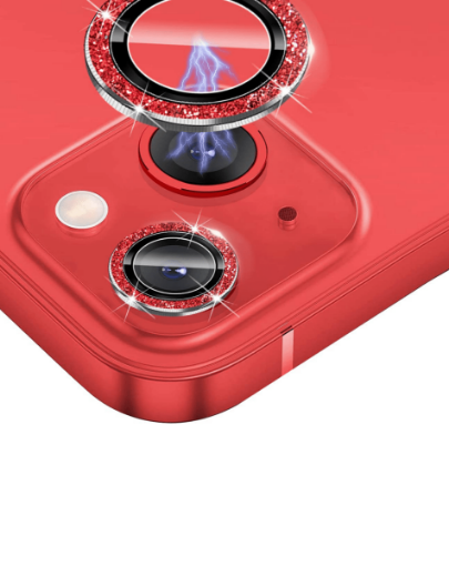 Picture of Glitter Diamond Camera Lens with HD Tempered Glass for iPhone 15 / 15 Plus (RED)