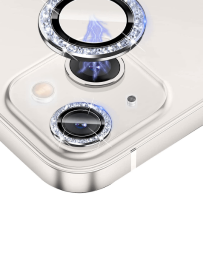 Picture of Glitter Diamond Camera Lens with HD Tempered Glass for iPhone 15 / 15 Plus (WHITE)