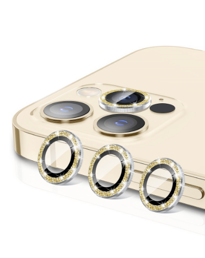Picture of Glitter Diamond Camera Lens with HD Tempered Glass for iPhone 15 Pro / 15 Pro Max (GOLD)