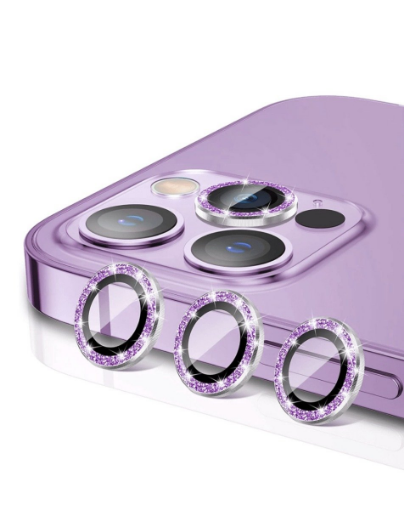 Picture of Glitter Diamond Camera Lens with HD Tempered Glass for iPhone 15 Pro / 15 Pro Max (PURPLE)