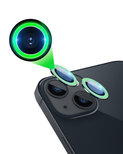 Picture of Glow in The Dark Camera Lens with HD Tempered Glass for iPhone 13 / 13 Mini (GREEN)