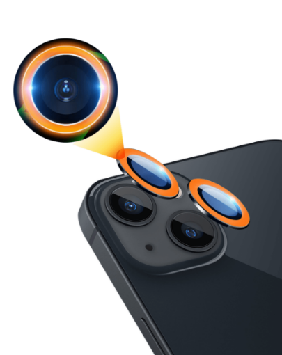 Picture of Glow in The Dark Camera Lens with HD Tempered Glass for iPhone 13 / 13 Mini (ORANGE)