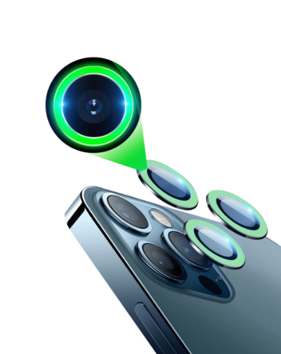 Picture of Glow in The Dark Camera Lens with HD Tempered Glass for iPhone 13 Pro Max / 13 Pro (GREEN)