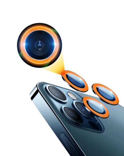 Picture of Glow in The Dark Camera Lens with HD Tempered Glass for iPhone 13 Pro Max / 13 Pro (ORANGE)