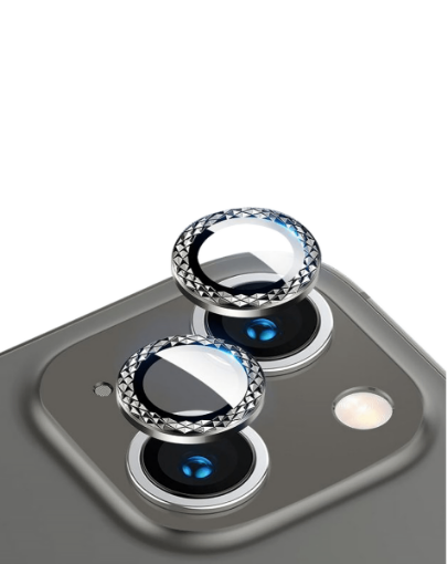 Picture of Iced Out Square Camera Lens with HD Tempered Glass for iPhone 13 / 13 Mini (BLACK)