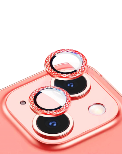 Picture of Iced Out Square Camera Lens with HD Tempered Glass for iPhone 13 / 13 Mini (RED)