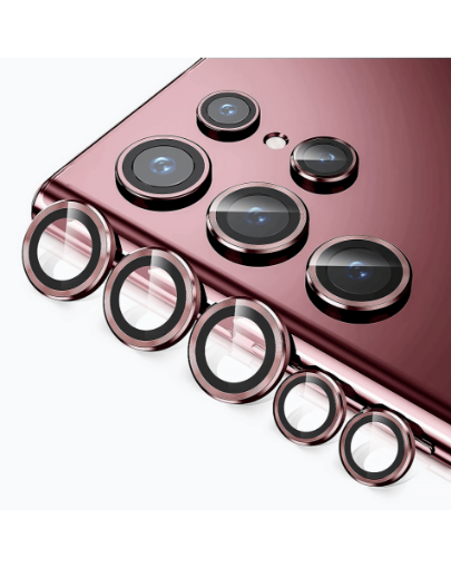 Picture of Metal Ring with HD Tempered Glass for Galaxy S22 Ultra (BURGUNDY)