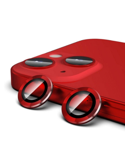 Picture of Metal Ring with HD Tempered Glass for iPhone 14 / 14 Plus (RED)
