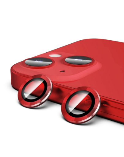 Picture of Metal Ring with HD Tempered Glass for iPhone 15 / 15 Plus (RED)