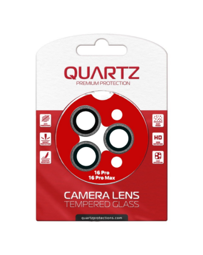 Picture of QUARTZ HD Tempered Glass (BLACK) with Glitter Diamond Camera Lens for iPhone 16 Pro / 16 Pro Max Back Camera
