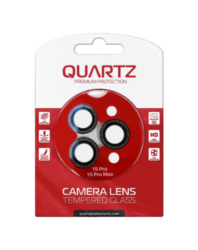 Picture of QUARTZ HD Tempered Glass (GRAY) with Glitter Diamond Camera Lens for iPhone 16 Pro / 16 Pro Max Back Camera