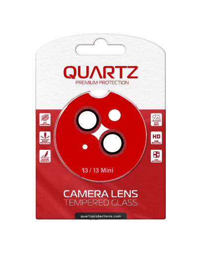 Picture of QUARTZ HD Tempered Glass with Glitter Diamond Camera Lens for iPhone 13 / 13 Mini Back Camera (RED)