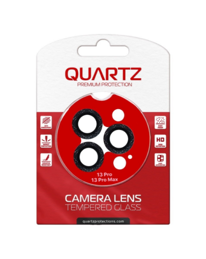 Picture of QUARTZ HD Tempered Glass with Iced Out Square Camera Lens for iPhone 13 Pro Max / 13 Pro Back Camera (BLACK)