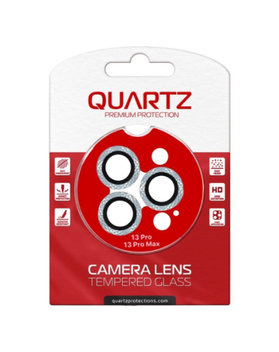 Picture of QUARTZ HD Tempered Glass with Iced Out Square Camera Lens for iPhone 13 Pro Max / 13 Pro Back Camera (WHITE)