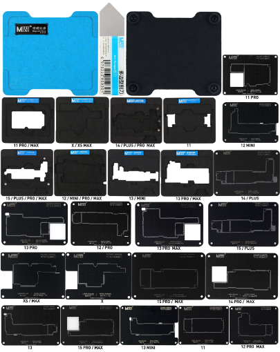 Picture of MaAnt 0.12mm Motherboard Middle Layer BGA Reballing Stencil Platform Set for iPhone X to 15 Pro Max