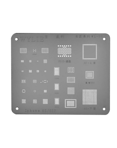 Picture of Wylie BGA Reballing Stencil for iPhone 6S/6SP (Silver)