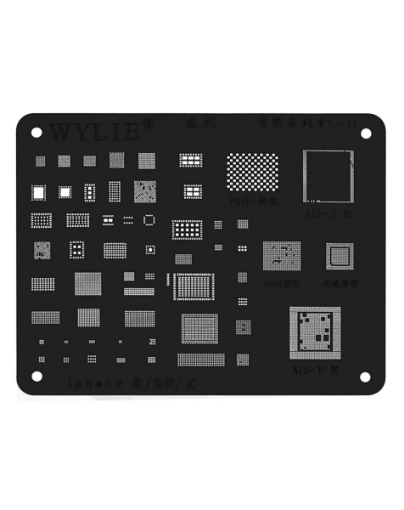 Picture of Wylie CPU BGA Reballing Stencil for iPhone 8 / 8 Plus / X (Black)