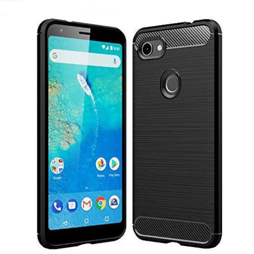 Picture of Google Pixel 3A Heavy Duty Hard Rubber Cover Case with Kickstand - BLACK (Only Ground Shipping)