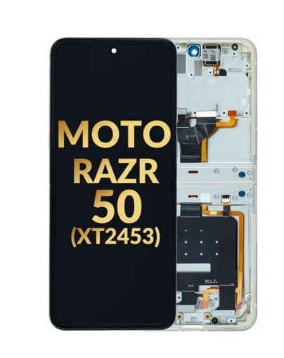 Picture of Main OLED Assembly with Frame for Motorola Moto Razr 50 (XT2453 / 2024) (WHITE) (Premium)