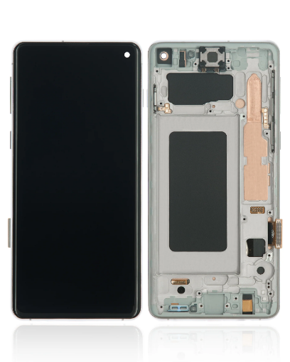 Picture of LCD Assembly with Frame for Galaxy S10 (G973) (without Fingerprint Sensor) (PRISM WHITE) (Aftermarket)