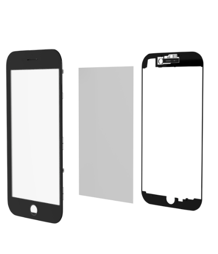 Picture of iPhone 8 Plus OCA Master (Front Glass + Frame + OCA Pre-Installed) (3 in 1) (BLACK) (Pack of 2)
