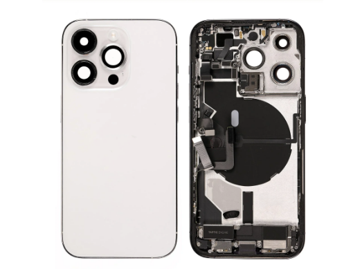 Picture of Back Housing Frame with Small Components Pre-Installed for iPhone 14 Pro (SILVER) (US Version) (OEM Pull B Grade)