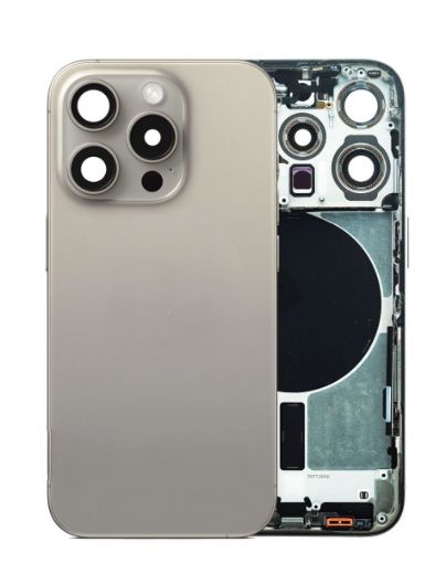 Picture of Back Housing Frame with Small Components Pre-Installed for iPhone 15 Pro (NATURAL TITANIUM) (US Version) (OEM Pull A Grade)