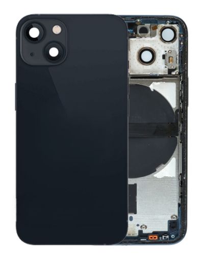 Picture of Back Housing Frame (MIDNIGHT) (US Version) (OEM Pull B Grade) with Small Components Pre-Installed for iPhone 13 Mini