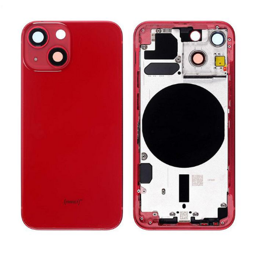 Picture of Back Housing Frame (RED) (US Version) (OEM Pull B Grade) with Small Components Pre-Installed for iPhone 13 Mini