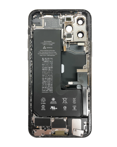 Picture of Back Housing Frame (SILVER) (OEM Pull B Grade) with Small Components and Battery Pre-Installed for iPhone 11 Pro Max