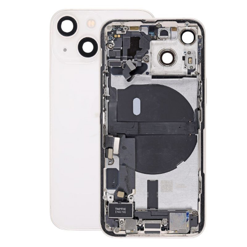 Picture of Back Housing Frame (STARLIGHT) (US Version) (OEM Pull B Grade) with Small Components Pre-Installed for iPhone 13 Mini