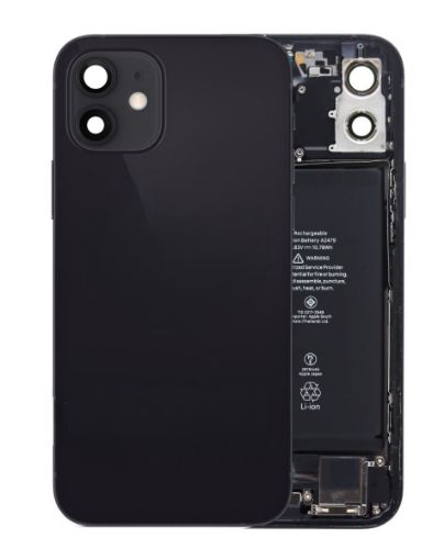 Picture of Back Housing Frame with Small Components and Battery Pre-Installed for iPhone 12 (BLACK) (OEM Pull B Grade)