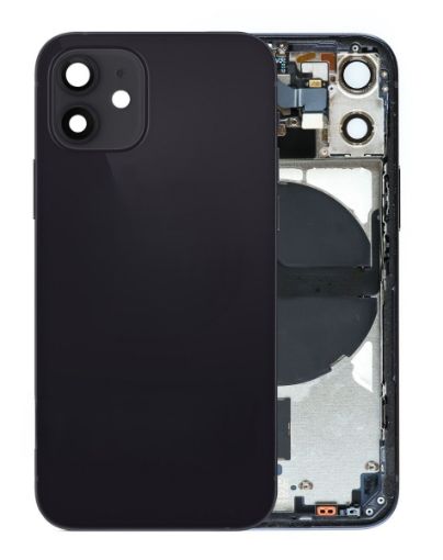 Picture of Back Housing Frame (BLACK) (OEM Pull A Grade) with Small Components Pre-Installed for iPhone 12 Mini