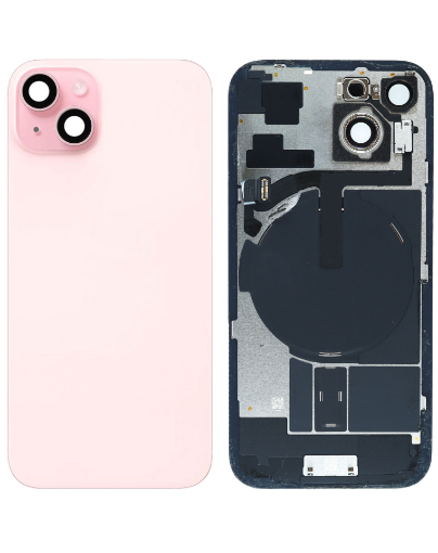 Picture of Back Glass (PINK) (OEM Pull A Grade) with Frame and Wireless NFC Charging Flex and MagSafe Magnet for iPhone 15