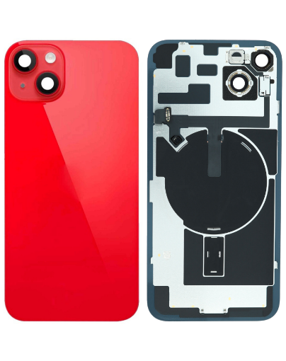 Picture of Back Glass (RED) (OEM Pull B Grade) with Frame and Wireless NFC Charging Flex and MagSafe Magnet for iPhone 14 Plus