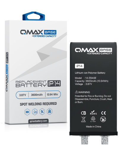 Picture of QMAX Base Extended Capacity Replacement Battery for iPhone 14 (Spot Weld Required) (3600 mAH)