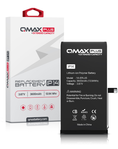 Picture of QMAX Plus Extended Capacity Replacement Battery for iPhone 14 (3600 mAH)