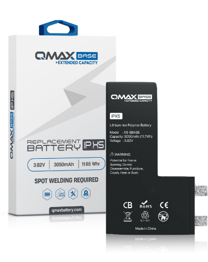 Picture of QMAX Base Extended Capacity Replacement Battery for iPhone XS (Spot Weld Required) (3050 mAH)